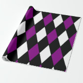 ハーレクインパープルブラック&ホワイトピエロサーカス ラッピングペーパー (アンロールド)