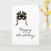 ハーレクインマスクハッピーバースデーカード カード (黄色い花)