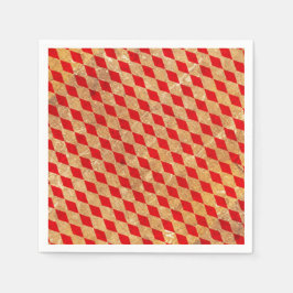 ハーレクインレッドヴィンテージ スタンダードカクテルナプキン