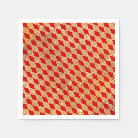 ハーレクインレッドヴィンテージ スタンダードカクテルナプキン (正面)