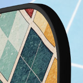 ハーレクインヴィンテージ金ゴールドレッドグリーンモノグラムアーガイル ピックルボールラケット