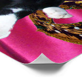 ハーレクイン帽と仮装パーティーマスク付き猫 ポスター (角)