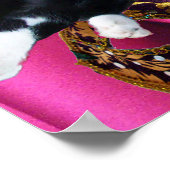 ハーレクイン帽と仮装パーティーマスク付き猫 ポスター (角)