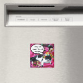 ハーレクイン帽と仮装パーティーマスク付き猫 マグネット (インサイチュ (食洗機))