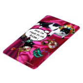 ハーレクイン帽と仮装パーティーマスク付き猫 マグネット (左側)