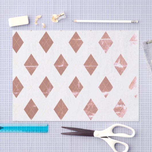 ハーレクイン模様のくすんだベージュと白のアブストラクト 薄葉紙 (クラフト)