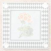 ハーレクイン額縁ゼラニウム植物学 ガラスコースター (裏面)