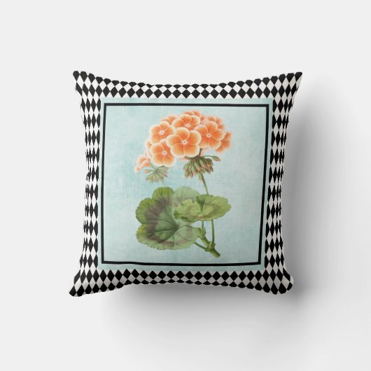 ハーレクイン額縁ゼラニウム植物学 クッション (裏面)