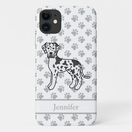 ハーレクイン・グレートデーン かわいいキャラクター犬 名前入り Case-Mate iPhoneケース (裏面)