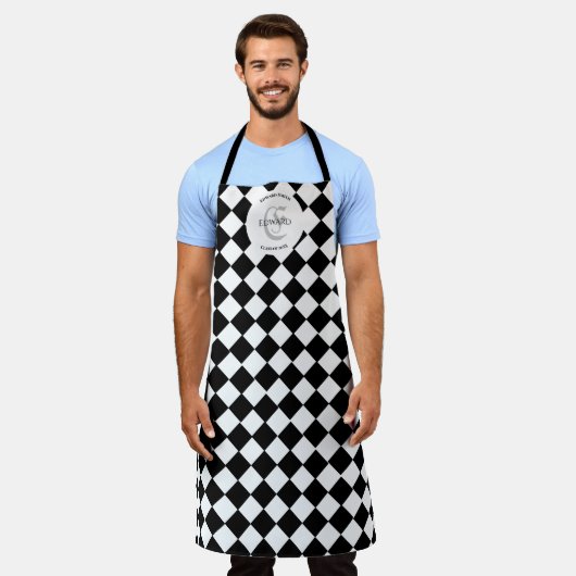 ハーレクイン&名前をカスタムする エプロン (着用した状態)