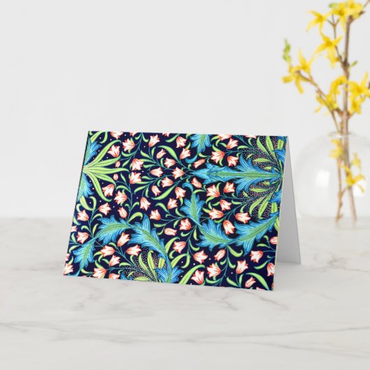 ハーレベル、ヴィンテージピンクと白のフローラデザイン カード (黄色い花)