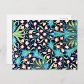 ハーレベル、ヴィンテージピンクと白のフローラデザイン ポストカード (正面/裏面)