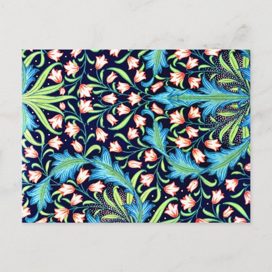 ハーレベル、ヴィンテージピンクと白のフローラデザイン ポストカード (正面)