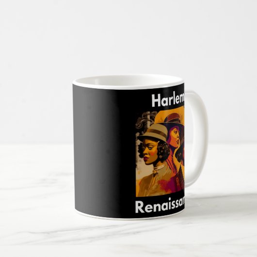 ハーレムルネッサンス抽象芸術アートブラックヒストリオンモン コーヒーマグカップ (正面右)