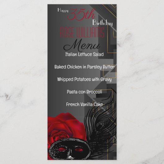 ハーレムルネッサンス誕生日メニュー メニュー (正面)