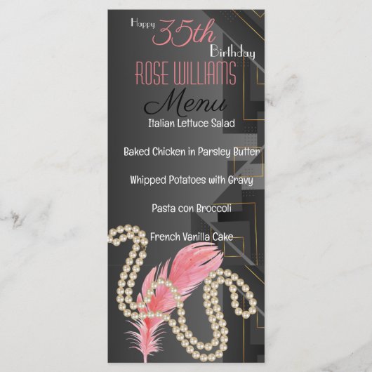 ハーレムルネッサンス誕生日招待状 メニュー (正面)