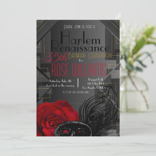 ハーレムルネッサンス誕生日招待状 招待状 (スタンド正面)