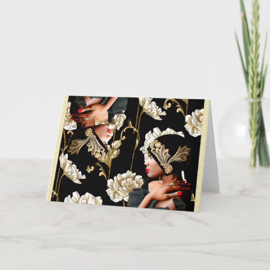 ハーレムルネッサンス1920アールデコグリーティングカード カード (正面)