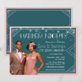 ハーレム・ナイツ アフリカ系アメリカ人 結婚記念日 招待状 (正面/裏面)