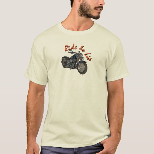 ハーレーの青いオートバイ Tシャツ (正面)