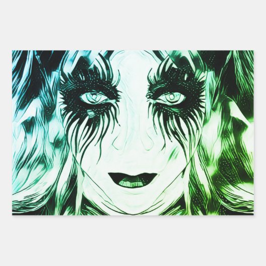 ハーレークイン-ヘレキンゴ刺激を受けたシックガール ラッピングペーパーシート (正面3)