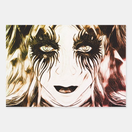 ハーレークイン-ヘレキンゴ刺激を受けたシックガール ラッピングペーパーシート (正面2)