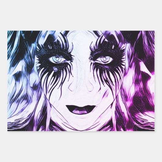 ハーレークイン-ヘレキンゴ刺激を受けたシックガール ラッピングペーパーシート (正面)