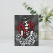 ハーレーレッドタトゥーバイクもしくは自転車に乗る人バラエンジェルハガキ ポストカード (スタンド正面)