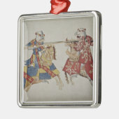 ハーレー4205人のf.366馬上槍試合の騎士、c.1445 (子牛皮紙 メタルオーナメント (左)