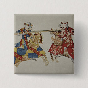 ハーレー4205人のf.366馬上槍試合の騎士、c.1445 (子牛皮紙 缶バッジ