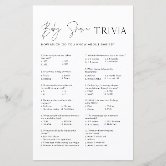 ハーローベビートリビア赤ちゃんシャワーゲーム (正面)