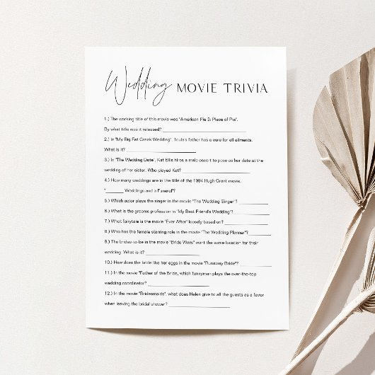 ハーロー 映画トリビア ブライダルシャワー ゲーム カード