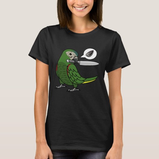 ハーンズ・マカオのインコは種が欲しい Tシャツ (正面)