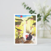 ハーン「だるま茶坊」おんどり*動物芸術カード ポストカード (スタンド正面)