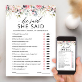 ハー・セッド・シー・セッド ウェディングシャワー ゲーム カード