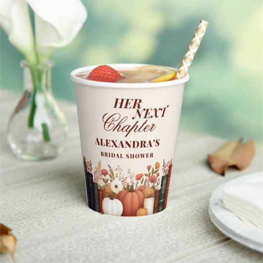 ハー・ネクスト・チャプター 秋のブライダルシャワー 本のテーマ 紙コップ (インサイチュ)