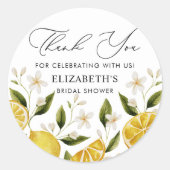 ハー メイン スクイーズ イエロー シトラス ブライダル シャワー ラウンドシール (正面)