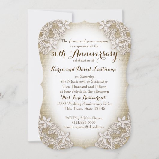 ハーloom カントリー 50周年 結婚記念日 招待状 (正面)