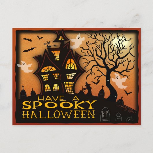 ハ不気味ウスこうもり幽霊のよく出る幽霊ハロウィーン ポストカード (正面)