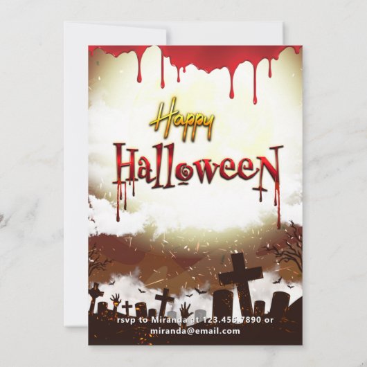 ハ不気味ウス幽霊のよく出るアンドパンプキンスハローウィンパーティ 招待状 (裏面)