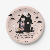 ハ不気味ウス幽霊のよく出るハローウィンパーティカスタム写真 ペーパープレート (正面)