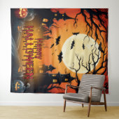 ハ不気味ウス幽霊のよく出るハローウィンパーティ背景 タペストリー (インサイチュ(横))