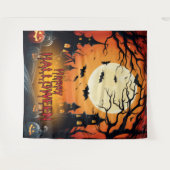 ハ不気味ウス幽霊のよく出るハローウィンパーティ背景 タペストリー (正面(横))