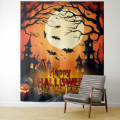 ハ不気味ウス幽霊のよく出るハローウィンパーティ背景 タペストリー (インサイチュ)
