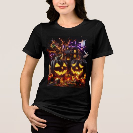 🦇ハ不気味ロウィン🎃シーンとハ🙅ジャック – o'- トライブレンドTシャツ (正面)