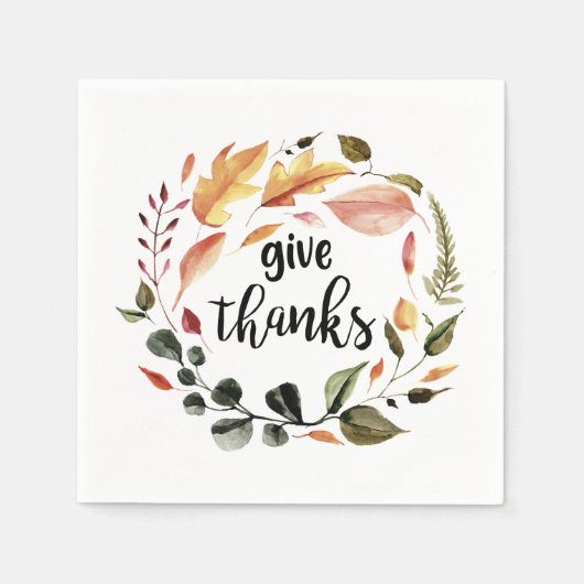 ハ与えンド感謝していリース紅葉シック スタンダードカクテルナプキン (正面)