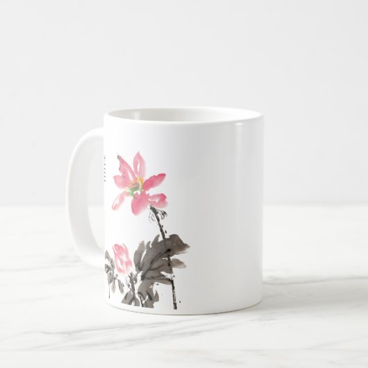 ハ中国のンドウォー絵を描ターカラーフローラロータスコーヒー コーヒーマグカップ (正面左)