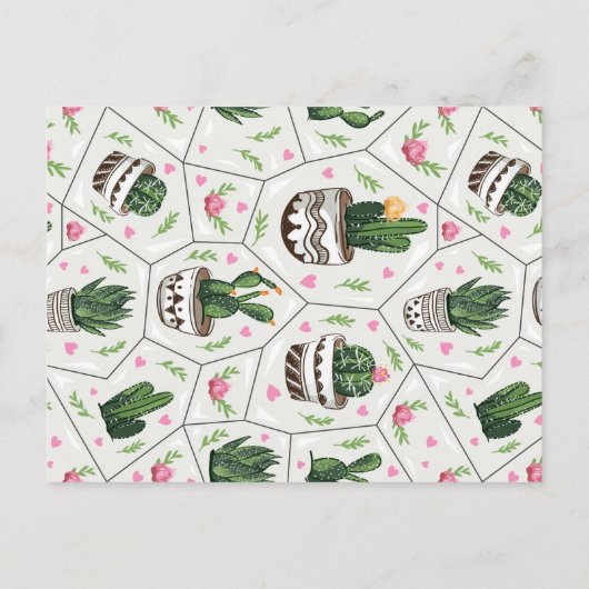 ハ仙人掌 & 多肉植物 | ボタニカル バースデー パーティー インビテーションポストカード (裏面)