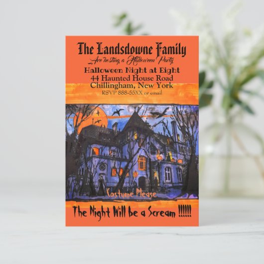 ハ幽霊のよく出るロパーソナライズされたウィーン招待状 (スタンド正面)