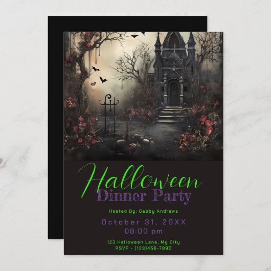 ハ幽霊のよく出るロビクトリアンウィーンディナーパーティー 招待状 (正面/裏面)